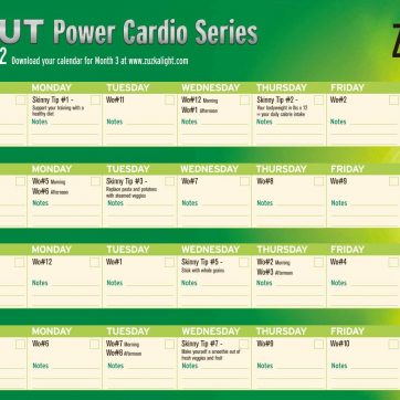 ZCut Power Cardio Schedule month 2